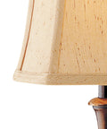 Sweet Ginger Buffet Lamp With Ornate Sculpted Base And Tall Traditional Profile Square Faux Silk Shade detail view