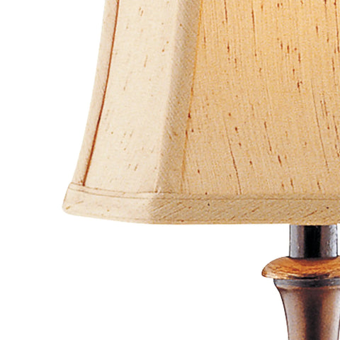 Sweet Ginger Buffet Lamp With Ornate Sculpted Base And Tall Traditional Profile Square Faux Silk Shade detail view