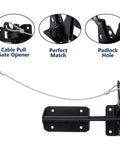 Heavy Duty Gate Latch For Wood, Metal, And Vinyl Fences That Stays Tough And Safe, Self Locking Outswinging Pool And Dog Gate With Gravity Security And Cable Pull Opener, Weatherproof And Easy To Install, Black