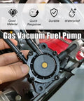 Top Shelf Heavy Duty Fuel Pump And Oil Hose Kit With Integrated Filter For Kohler Briggs Stratton John Deere Kawasaki Yamaha Golf Carts And Small Engine Lawn Mowers Replace Oem 808492 808656, hand holding gas vacuum fuel pump.
