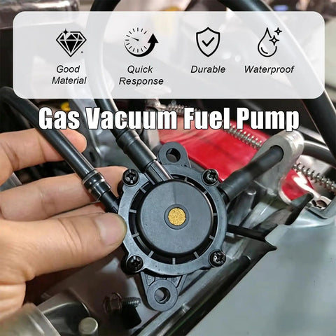 Top Shelf Heavy Duty Fuel Pump And Oil Hose Kit With Integrated Filter For Kohler Briggs Stratton John Deere Kawasaki Yamaha Golf Carts And Small Engine Lawn Mowers Replace Oem 808492 808656, hand holding gas vacuum fuel pump.