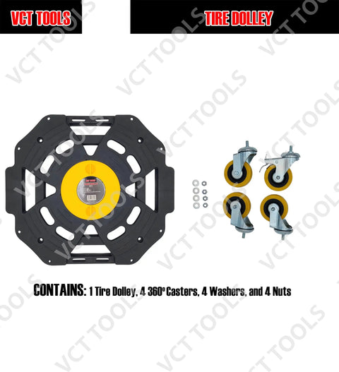 Heavy Duty Tire Storage Dolly With 300 Lb Capacity, 360 Degree Mobility components including casters and assembly parts