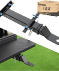 Deluxe Golf Cart Trailer Hitch Kit With 2 Inch Receiver For Square Tube Backseat Footrest Heavy Duty Mount shown on grass