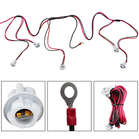 W5W 194 LED Bulbs With Prewired Sockets Wiring Harness For Cab Marker Lights Plug And Play Universal Fit Pack Of 5 Heavy Duty 5 In 1 Harness With Sockets