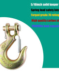 Top Shelf Grade 70 Clevis Slip Hooks With Safety Latch 5/16 Inch Heavy Duty Towing Gear showing a detailed forged steel hook.