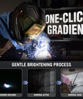 Auto Darkening Welding Helmet With 180 Degree Panoramic View True Color Lens during welding process with gradient display