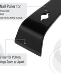 Close-up of 9.5 Inch Pry Bar Scraper with nail puller and angled tip, carbon steel, for beekeeping and prying