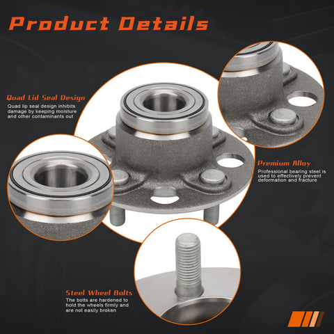Rear Wheel Hub and Bearing Set for Honda Civic 2001 to 2005 DX GX HX LX 4 Lug without ABS showcasing design and materials