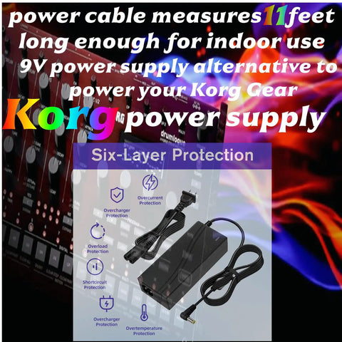 9V Power Supply Charger AC Adapter For Korg Synthesizers And Sequencers Replacement Compatible With Volca Series Monologue