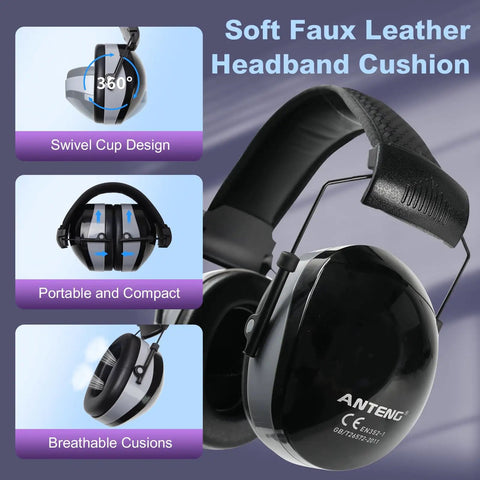 37dB Gun Range Ear Protection Muffs with Adjustable Headband Foldable Noise Reduction for Shooting Construction and Mowing