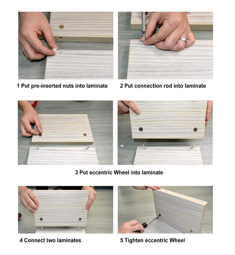 Steps to assemble with 90 Piece Do It Yourself Friendly Pro Grade Furniture Cam Lock Screws And Barrel Nuts Hardware Kit