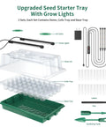 80 Cell Seedling Starter Tray With Grow Light And Humidity Dome Reusable Indoor Seed Germination Kit Two Pack Green Base components