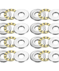 Top-down view of eight F8-22M thrust ball bearings with washers, chrome steel, 8x22x7 mm