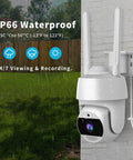 Wall-mounted 2K Outdoor Security Camera With 4MP HD Video And 360 Degree Pan Tilt Wireless 2.4G WiFi IP66 Weatherproof.