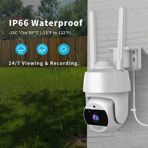 Wall-mounted 2K Outdoor Security Camera With 4MP HD Video And 360 Degree Pan Tilt Wireless 2.4G WiFi IP66 Weatherproof.