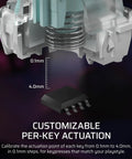 Close-up of customizable per-key actuation mechanism in Dope K70 Pro Rgb Tenkeyless Mechanical Gaming Keyboard.