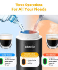 Portable Espresso Machine Featuring Self Heating System And 20 Bar Pressure Extraction For Road Trips Camping And Travel Adventures shows water pouring for brewing.