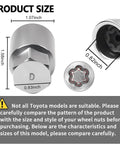 Locking Nut Remover Tool For Toyota And Lexus Wheel Locks, Pro Grade Wheel Lock Nut Socket Adapter, side view with dimensions