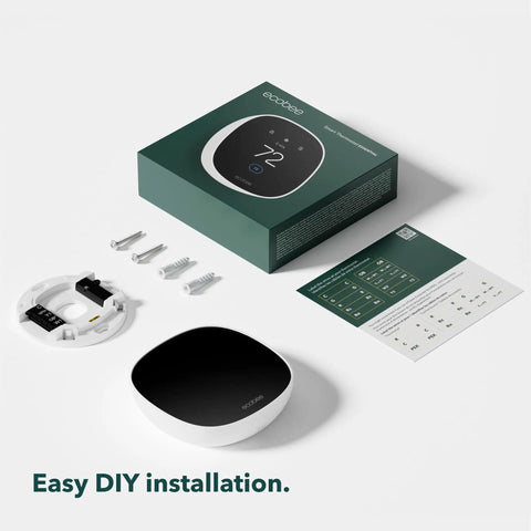 Energy Star Certified Programmable WiFi Thermostat That Works With Siri, Alexa And Google Assistant, box, and installation kit