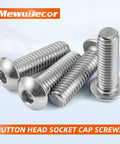 Top Shelf Durable M8 1.25 X 25 Millimeter Button Head Socket Cap Screws 25 Pack Corrosion Proof 304 Stainless Steel close-up view.