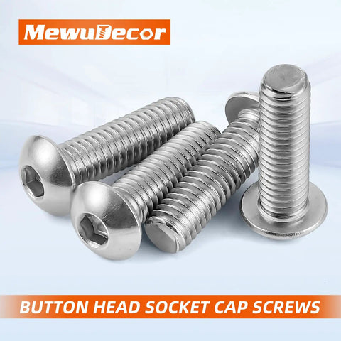 Top Shelf Durable M8 1.25 X 25 Millimeter Button Head Socket Cap Screws 25 Pack Corrosion Proof 304 Stainless Steel close-up view.