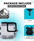 Package contents for Underwater Dive Housing For GoPro Hero 9 10 11 12 13 Up To 60M Depth Waterproof Case Dope With Anti Fog Clear View.