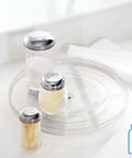 Recycled Plastic Lazy Susan Turntable Organizer For Kitchen Cabinets And Pantry Storage with spices on 11 Inch Spin Tray