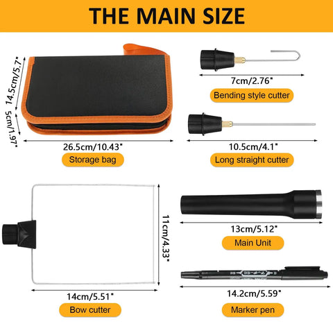3 In 1 Foam Cutter Tool Set With Storage Bag, Includes 4.1 Inch Hot Knife Cutter Pen, 2.6 Inch Bendable Foam Cutter, 4.1 Inch Bow Wire Cutter, 32.8 Feet Replacement Wire, Marker Pen For Precise Styrofoam Shaping And Craft Projects.