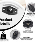 Product details of Self Adhesive Caster Wheels Set Black 8 Pieces Mini Swivel Rollers with 360 Degree Rotation and stainless steel ball bearings