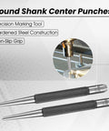 Ready For Some Badass DIY 5 Piece Center Punch Set Hardened Steel Knurled Grip Kit Tapered Points, two round shank center punches.