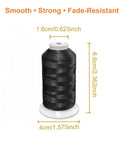 Black Embroidery Thread Set 40WT Six Big Spools 1000 M Each 6000 M Total Polyester Machine Embroidery Thread 120D Two Ply spool