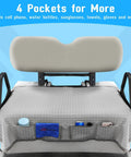 Cooling Butter Soft Ice Silk Golf Cart Seat Cover With Four Pockets Universal Fit For EZGO Yamaha Club Car showing storage pockets and gray cushion.