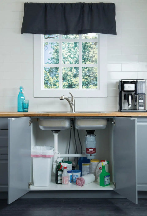 High Speed Kitchen Garbage Disposal With Power Cord, EZ Mount Quick Sink Installation visible under kitchen sink