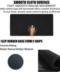 Giant XXL Waterproof Gaming Mouse Pad With Stitched Edge Non Slip Desk Mat For Gamers shown with anti-slip and smooth surface