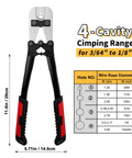 Pro Grade Wire Rope Crimping Tool Kit For 3/64 In To 1/8 In Cable Beefy Heavy Duty Swaging Tool With Aluminum Oval Sleeves And Ferrules