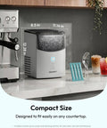 Premium countertop nugget ice maker rapidly chills your kitchen with up to 35 pounds of smooth crushed ice daily, 12.28 in tall.