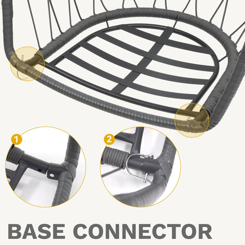 Base connector of Egg Chair With Stand For Indoor And Outdoor Use, Hanging Rattan Wicker Swing Chair With Cushion, 300 Lb Weight
