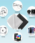 LOJWRY 6x7-inch microfiber cleaning cloths, 6-pack in white and black, for glasses, camera lenses, and screens