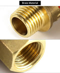 Close-up of Heavy Duty Brass Ball Valve Set 10 Pack One Quarter Inch Male To Female NPT Shut Off Fittings showing brass threading.