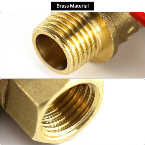 Close-up of Heavy Duty Brass Ball Valve Set 10 Pack One Quarter Inch Male To Female NPT Shut Off Fittings showing brass threading.