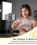 Woman using Softbox Lighting Kit 16x16 for Studio and Home Photo Video, 85W 3000K-7500K LED Bulbs, live streaming setup