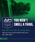 Dog in car with text about non-toxic AIM Extreme Duty Lubricant, highlighting pet-safe and odorless qualities, by PlanetSafe Lubricants.