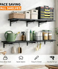 Heavy Duty Garage Wall Shelves 46 Inch By 12 Inch Floating Shelves Wall Mounted With 190 Lb Load Capacity Black Storage Rack