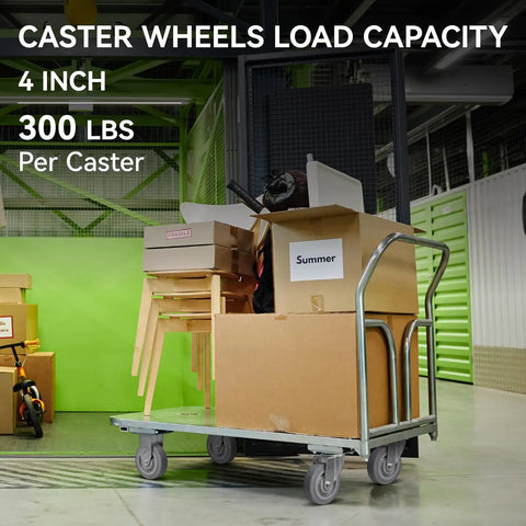 Heavy Duty Rubber Caster Wheels 4 Inch Set Of 4 1200 Lb Capacity Non Marking Replacement Wheels For Cart Dolly Trolley