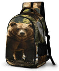 Stream Brown Bear Printed Unisex Backpack With Large Capacity and Durable Polyester, featuring a bear design on the front.