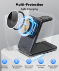 3 In 1 Magnetic Wireless Charging Station For iPhone Apple Watch And AirPods MagSafe Compatible Foldable Desk Stand Fast Charge Dock