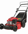 21 Inch Self Propelled Gas Lawn Mower With 170cc OHV Engine Rear Wheel Drive For Slopes 3 In 1 Bag Mulch Discharge 6 Cutting Heights And Durable Steel Deck Workhorse red steel deck front view