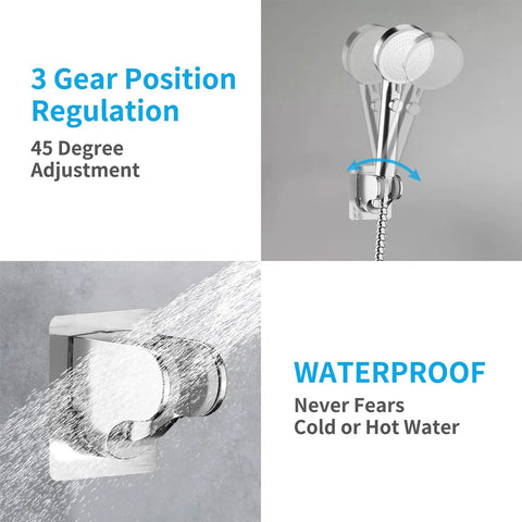 Stick On Shower Head Mount With Adjustable Swivel For RV And Bathroom Easy Install Self Adhesive Strong Grip Universal ABS Chrome Bracket Handheld Wand Holder