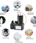 Top Shelf Mini Vacuum Pump Crafted With A Dead Quiet Brushless Motor Delivers Forty LPM Airflow And Minus Eighty Five KPA Suction for laboratory use.