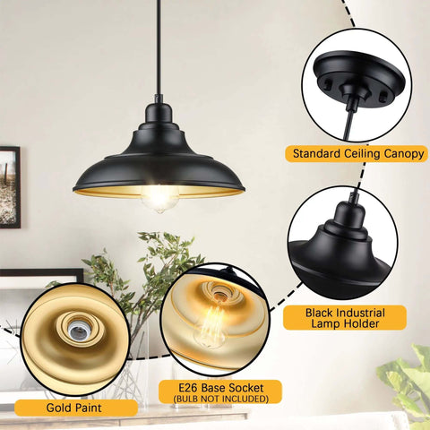 Industrial Black Pendant Lights 2 Pack With Adjustable Metal Hanging Lamps E26 Base Farmhouse Kitchen Island